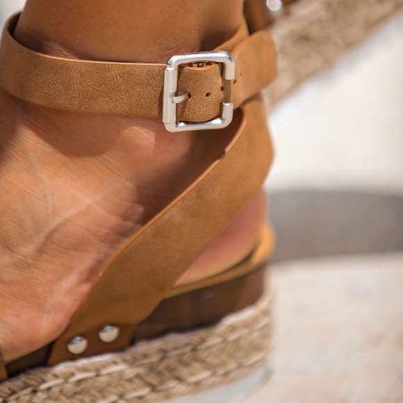 Size 6.5 Espadrille Wedge Sandals, Tan - Picture 5 of 9